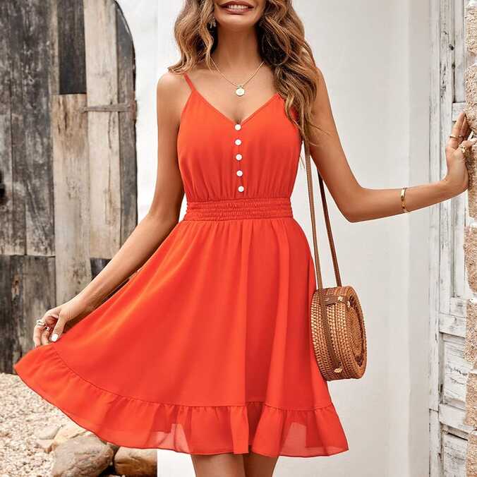 Ladies Short Mini Dresses Sleeveless Slip Dress Women Loose V Neck ...