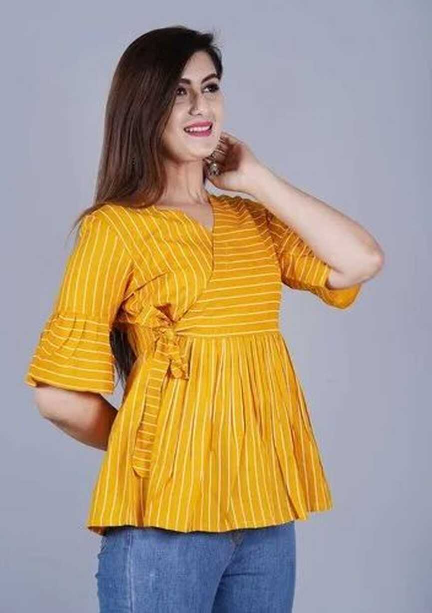 Ladies Yellow Cotton Frock Top at Rs 425/piece | Women Cotton Tops ...