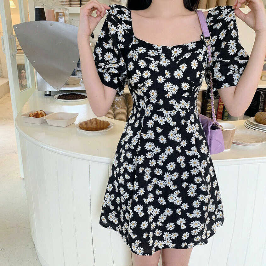 Lady Daisy Floral Dresses Off Shoulder Midi Short Puff Sleeve ...