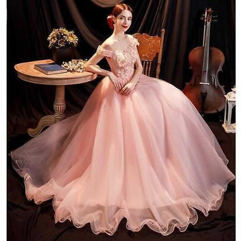 Lady Elegant Princess Fairy Dress Flower Off Shoulder Bride ...