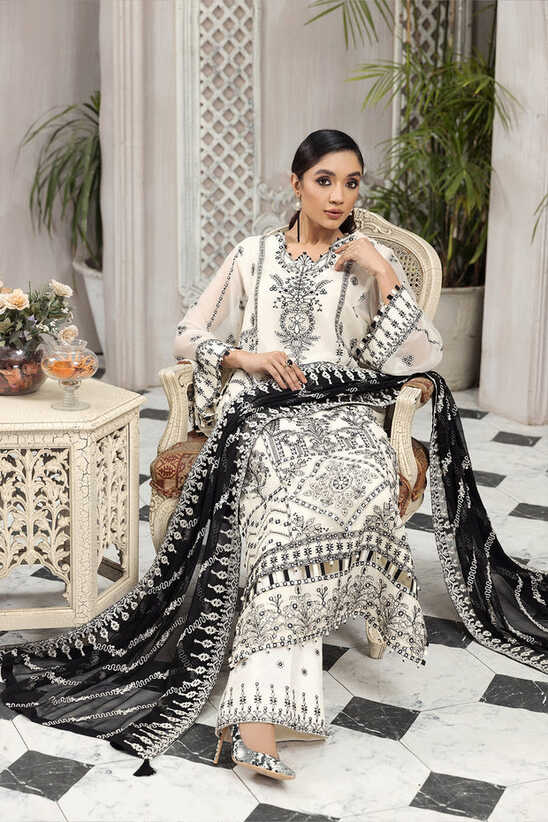 Latest Black And White Salwar Kameez with Embroidery 2022 ...