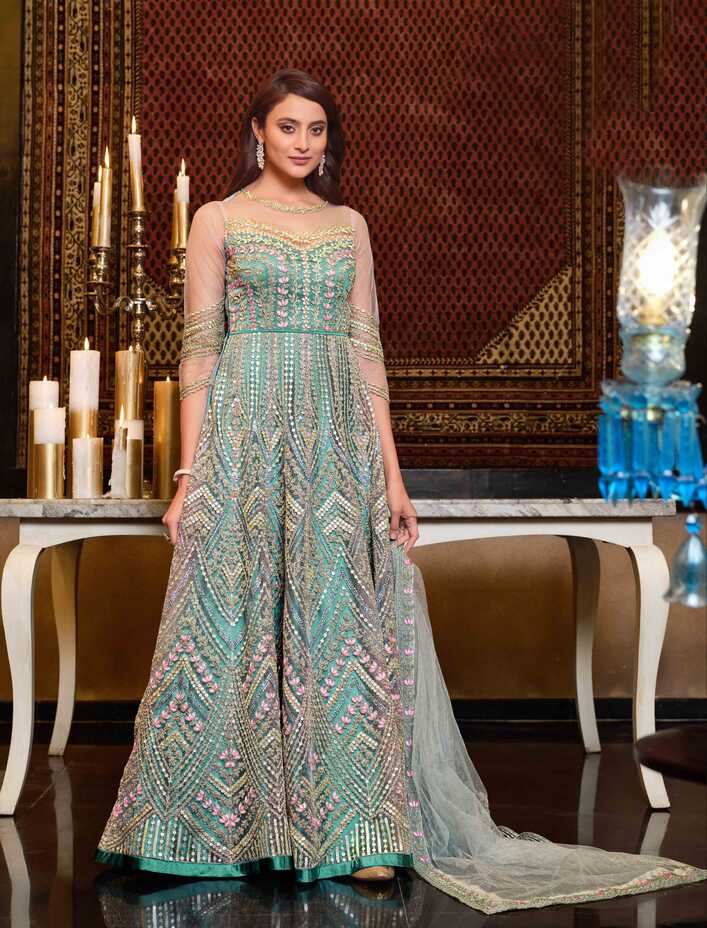 Latest Heavy Designer Bridal Party Wear Indo Western Suit ...