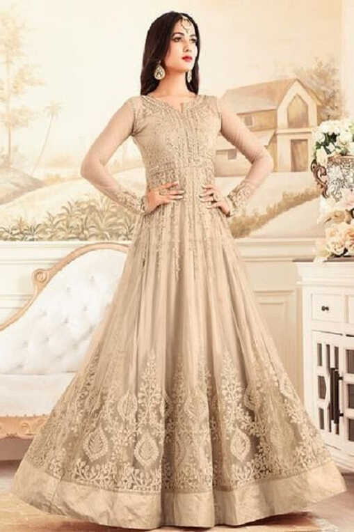 Latest Party Wear Heavy Embroidery Work Fancy Designer Long Gown ...