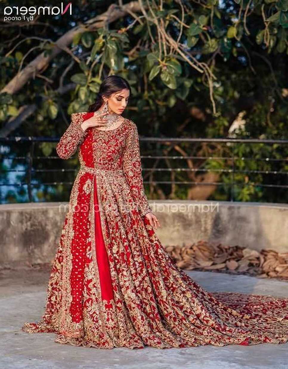 Latest Red Bridal Dress Pakistani in Gown Style #BS600