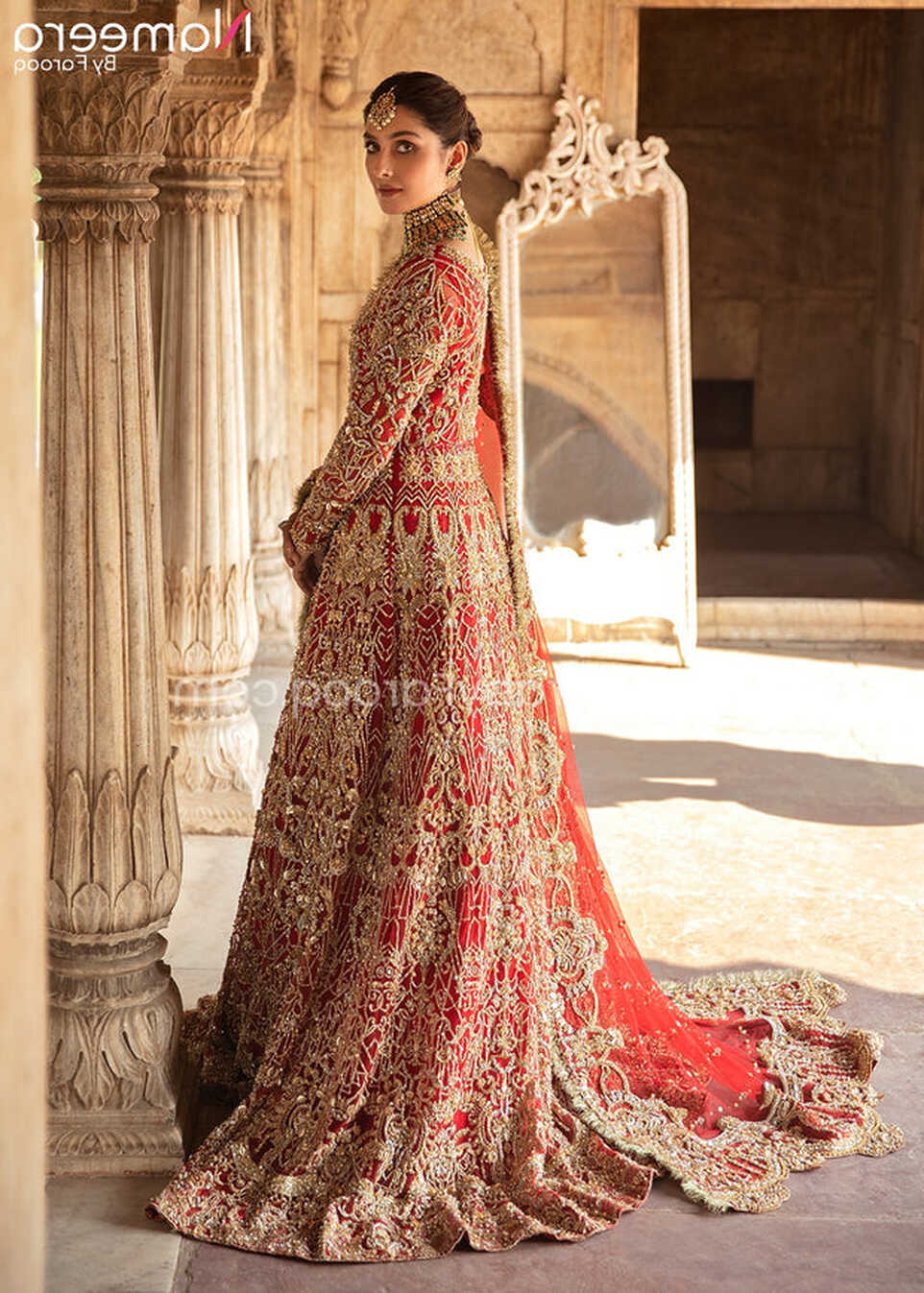 Latest Red Bridal Dress Pakistani in Traditional Gown Style ...