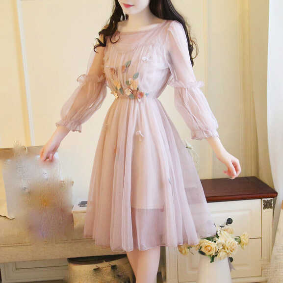 Latest Summer Korean Fashion Sweet Temperament Shitsuke Dress Net ...