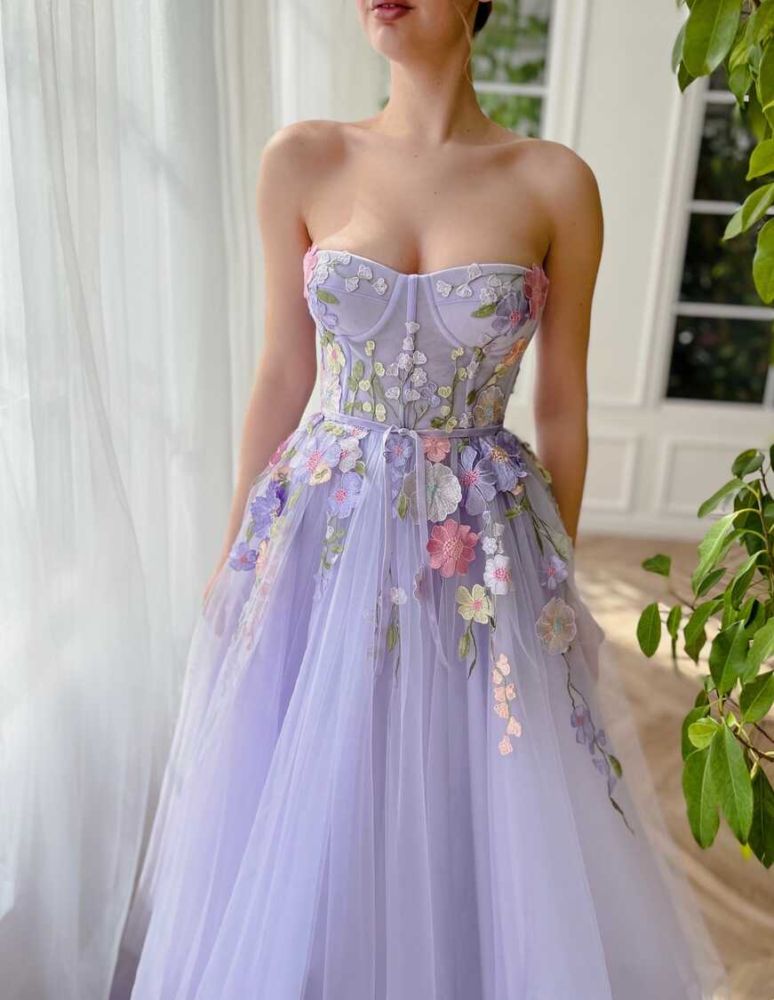 Lavender Floral Gown | Teuta Matoshi