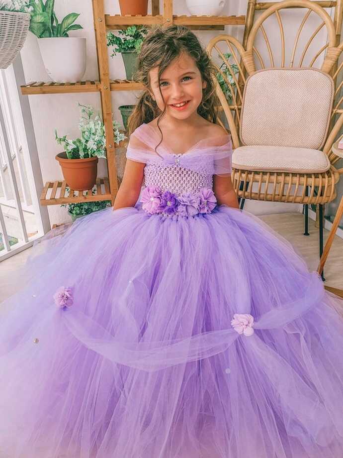 Lavender Pink Princess Flower Birthday Photoshoot Baby Girl Kids ...