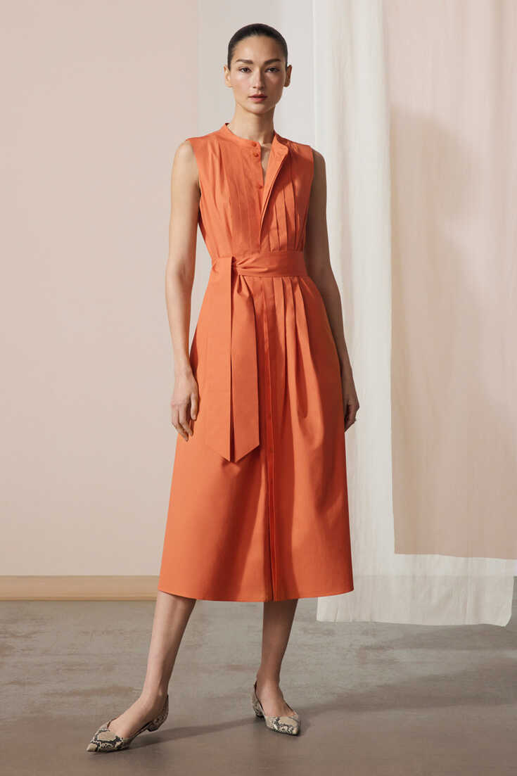 Lavenham Midi Dress Summer Orange Stretch Cotton - Welcome to the ...