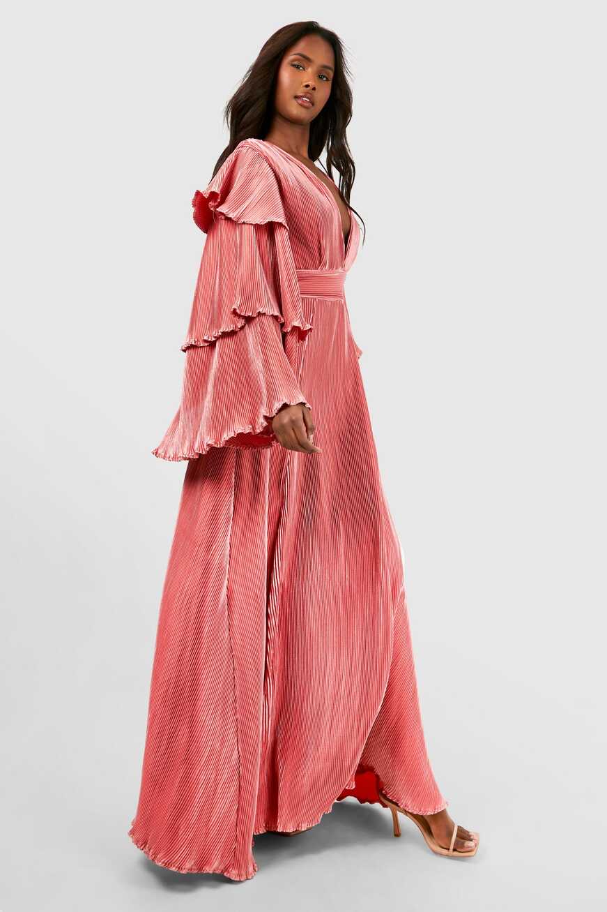 Layered Ruffle Sleeve Maxi Dress | boohoo IL