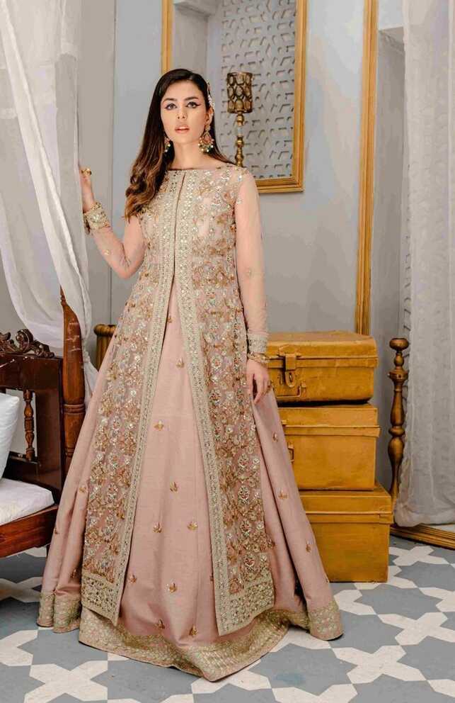 Lehenga And Front Open Gown Pakistani Wedding Dress