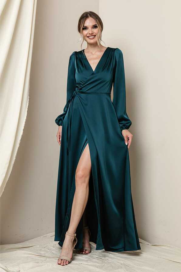 Lesa Long Sleeve Satin Maxi - Adorn Boutique