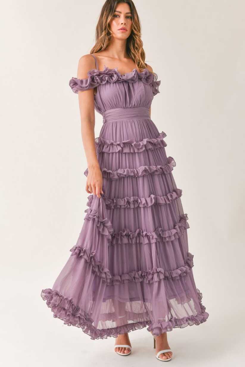 Leylani Ruffle Tiered Maxi Dress - Lavender – Pippa &amp; Pearl