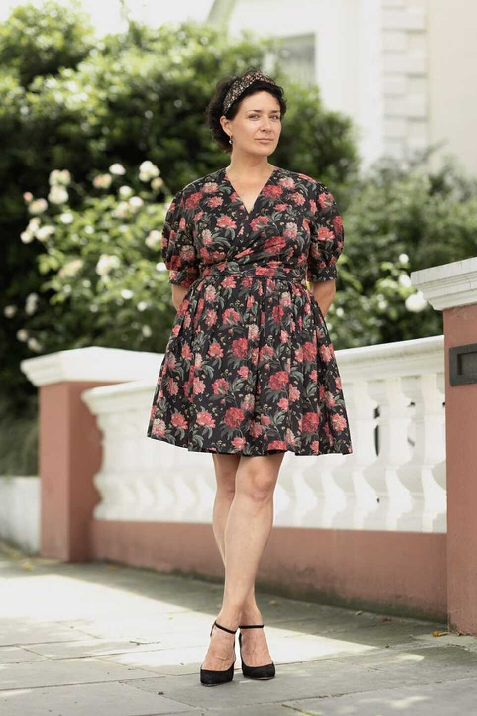 Liberty of London Dress Dark Floral Plus Size Short Wrap Dresses ...