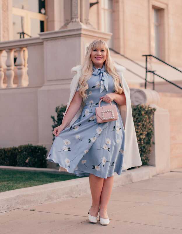 Light Blue Floral Spring Dress - Lizzie in Lace