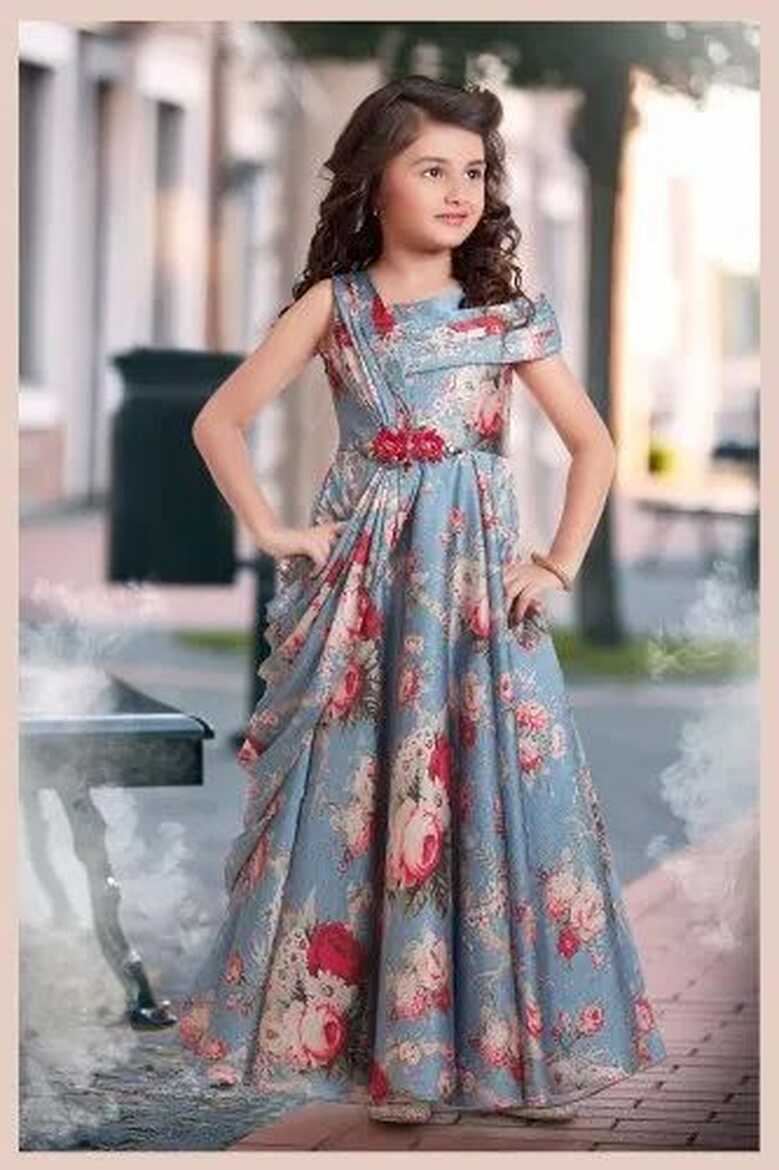 Light Blue Girl Kids Party Wear Designer Gown at Rs 1595 in Thane ...