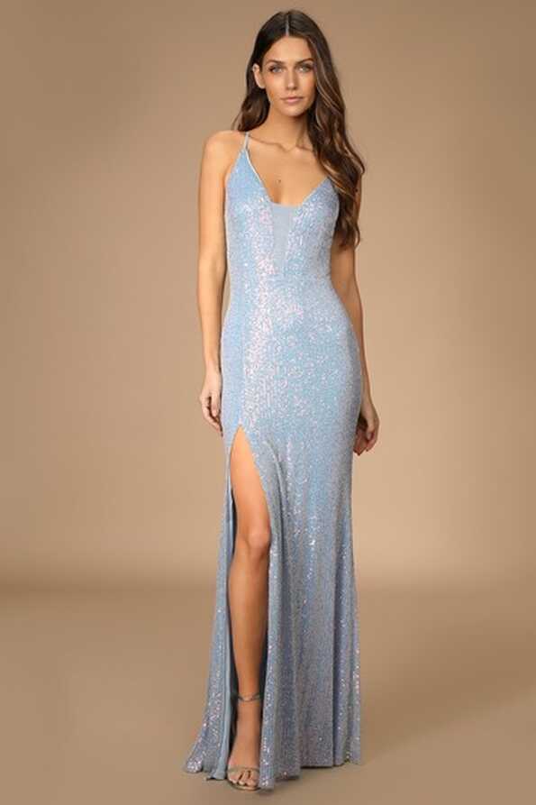 Light Blue Maxi Dress - Sequin Dress - Mermaid Maxi Dress - Lulus