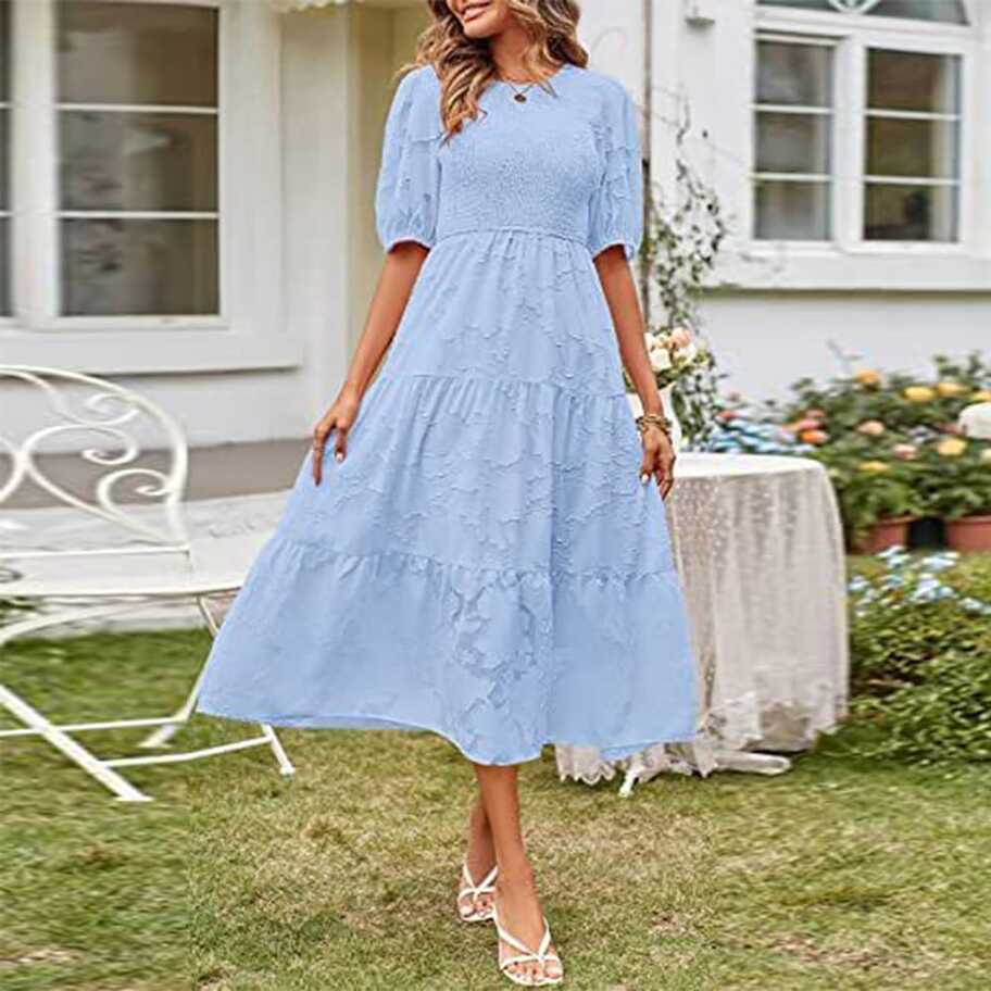 Light Blue Maxi Dress for Women,Casual Work Dresses for Women ...