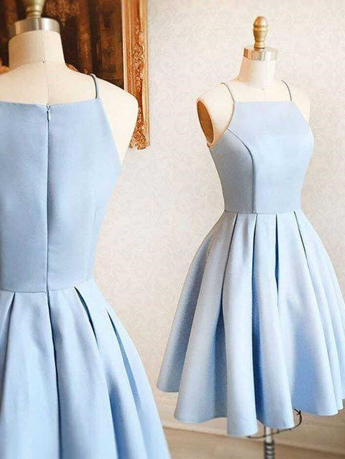 Light Blue Short Knee-Length Bridesmaid Dresses | Prom Dress