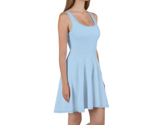 Light Blue Skater Dress for Women, Midi A-line Casual Dresses ...