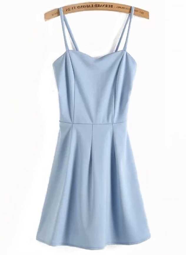 Light Blue Spaghetti Straps Skater Short Dress