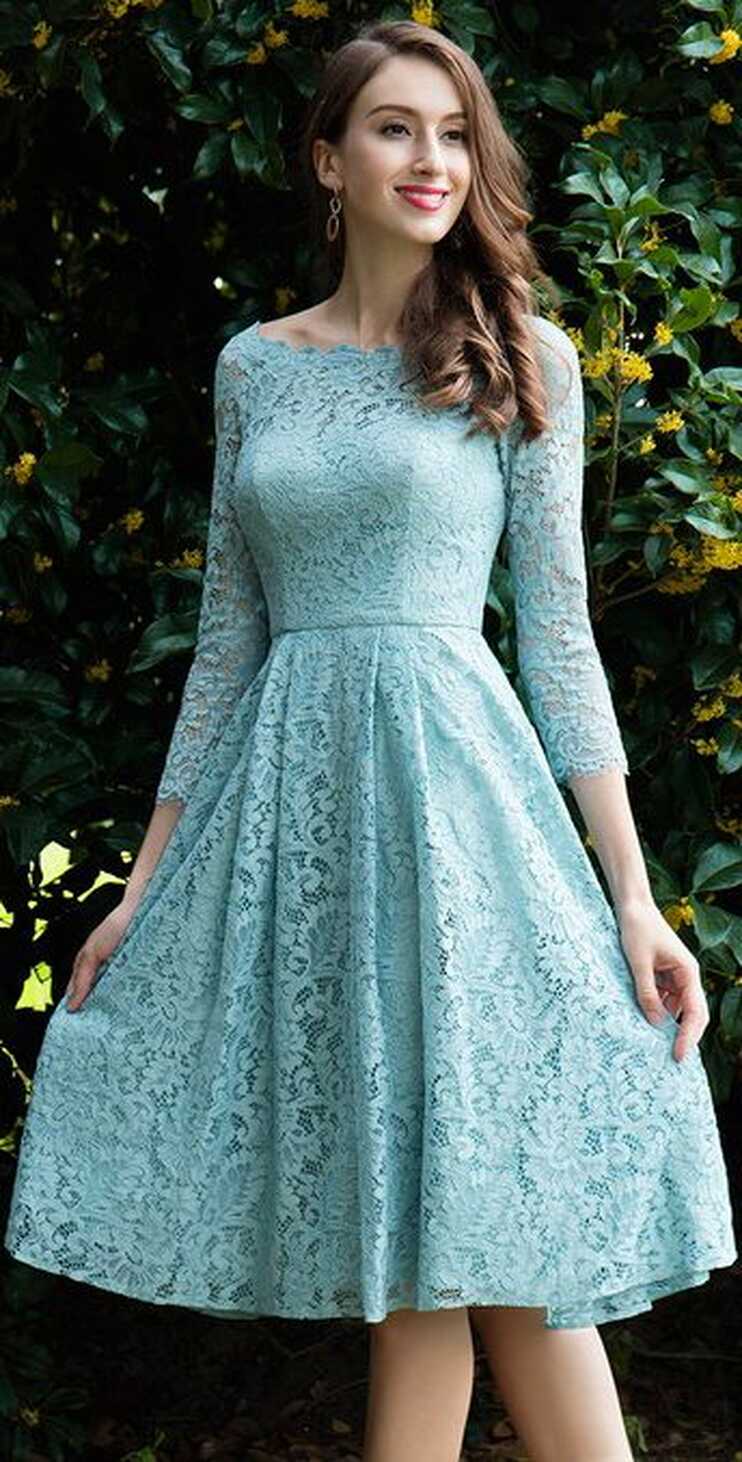 Light Green Lace Cocktail Party Dress (26170204) - eDressit