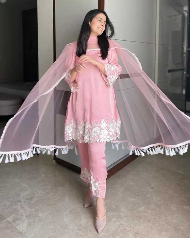 Light Pink Eid Festival Wear Salwar Suit With Embroidery Work and ...