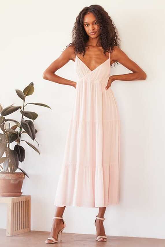 Light Pink Maxi Dress - Surplice Dress - Tiered Maxi Dress - Lulus