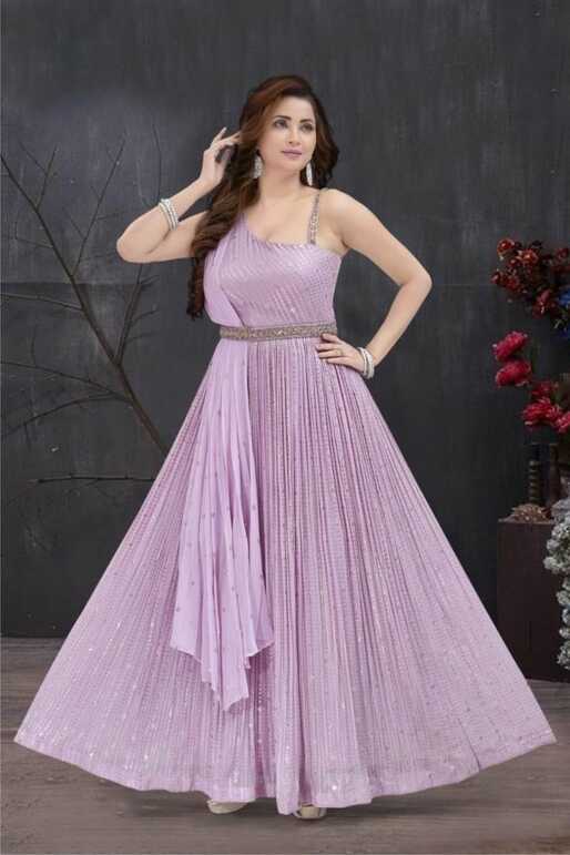 Light Purple Color Party Wear Designer Gown :: ANOKHI FASHION