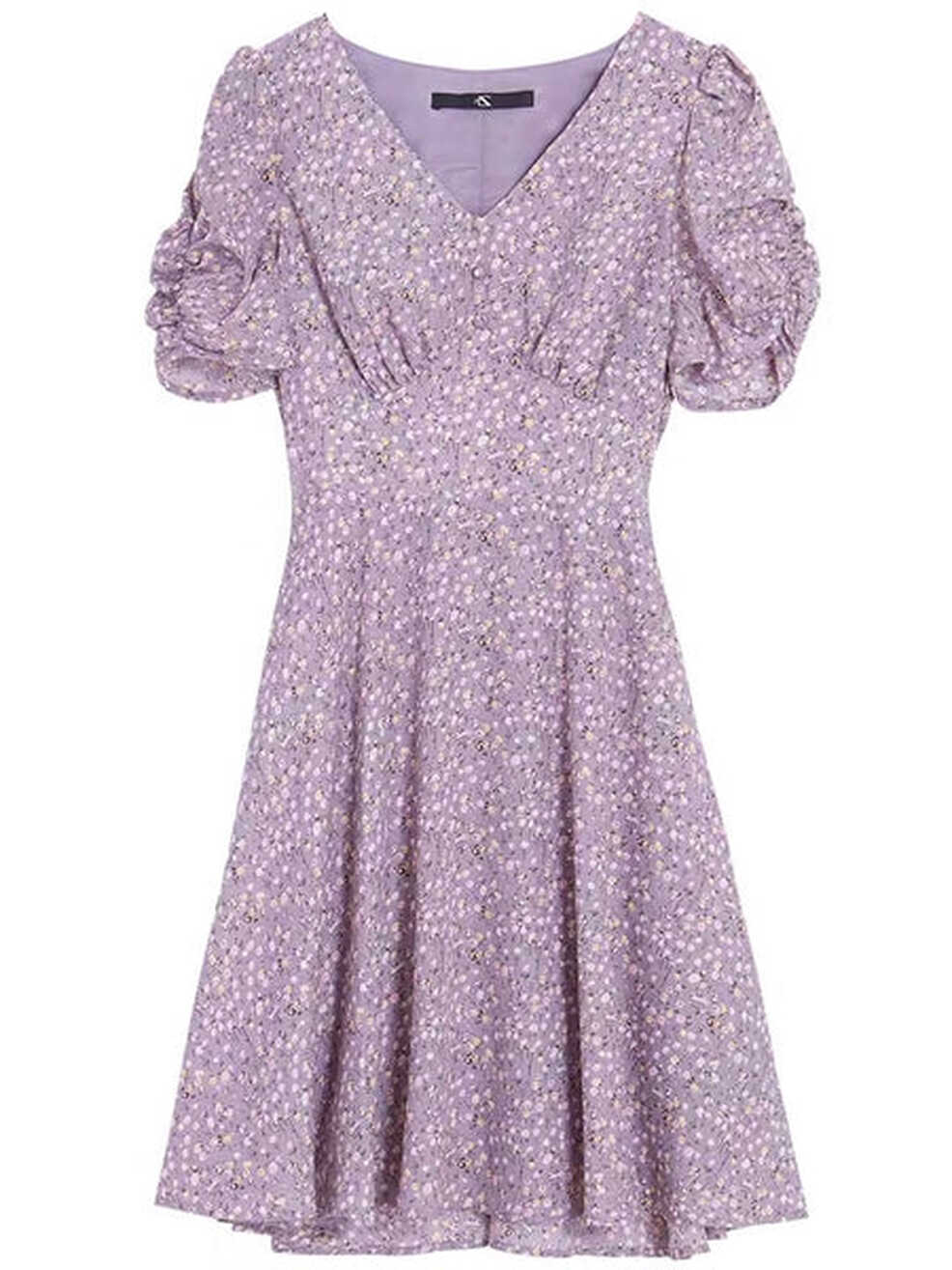 Light purple floral dress short – Beauty Outfits