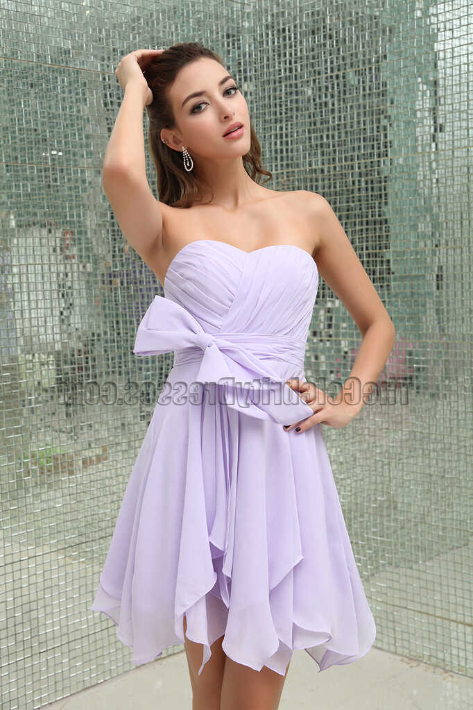 Lilac Chiffon Short Bridesmaid Cocktail Party Dresses ...