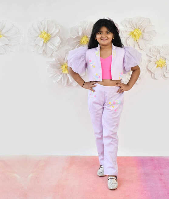 Lilac Crop Top with Pant for Girls – FayonKids