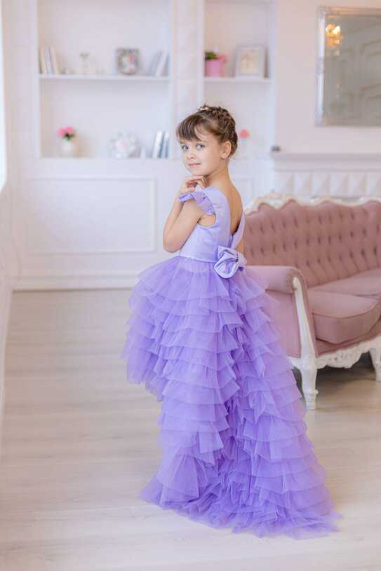 Lilac Flower Girl Dress, Tulle Girl Dress, Ruffle Girl Dress, Lavender