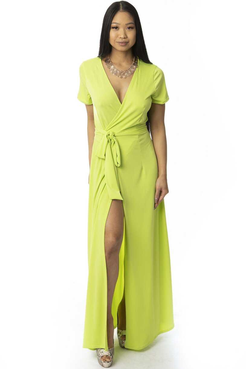 Lime Green Wrap Dress - The Ocean Vibe