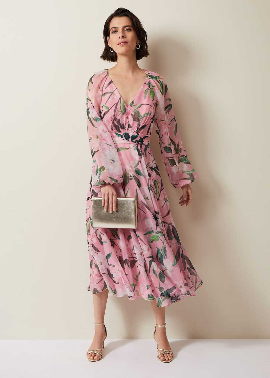 Lina Printed Long Sleeve Midi Dress | Phase Eight UK |