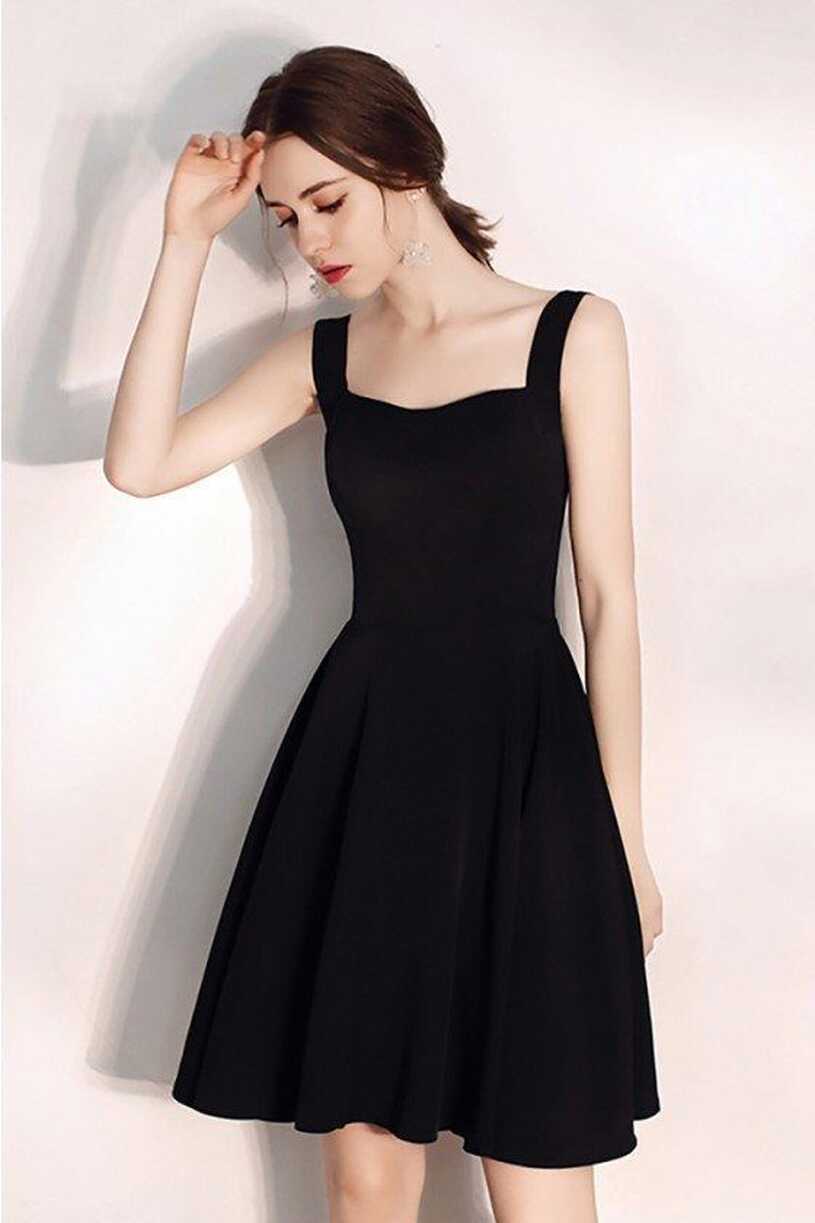 Little Black Aline Semi Formal Party Dress With Straps | Semi ...