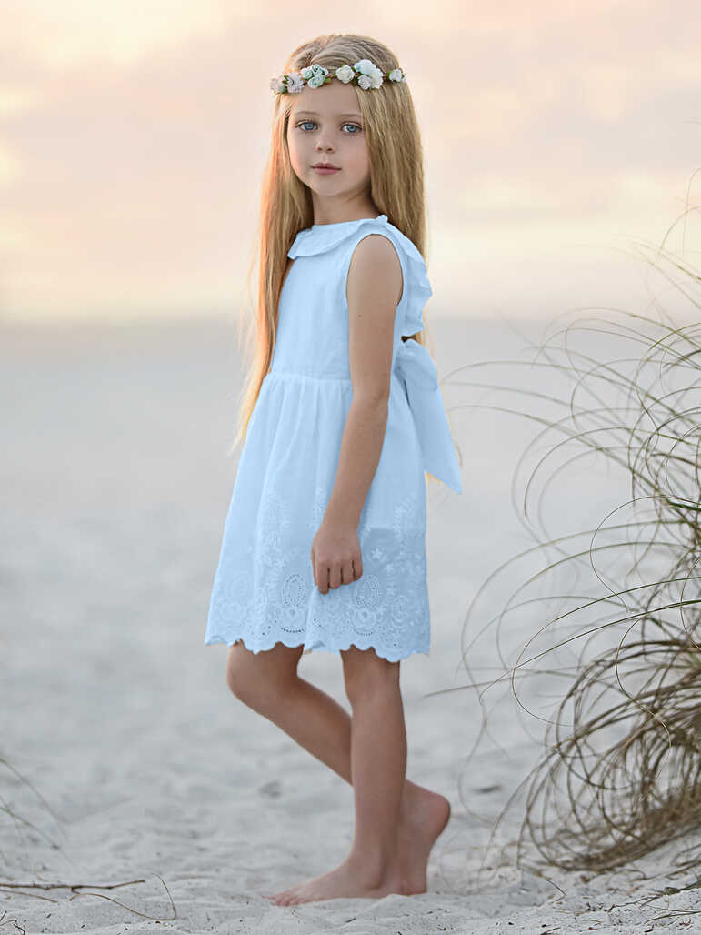 Little Girls Summer Dresses | Embroidered Lace Dress - Mia Belle Girls