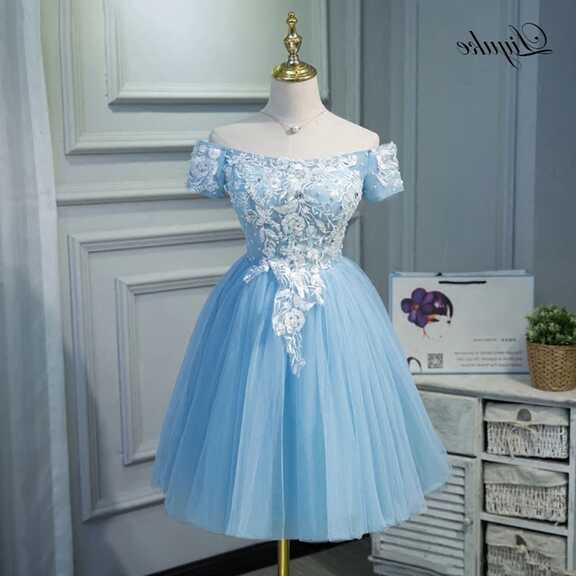 Liyuke Sky Blue Cocktail Dress Elegant Strapless Satin With Tulle ...