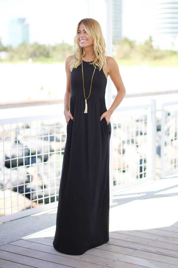 Long Black Summer Maxi Dress 2024 | www.hockeyplayer.com.ar