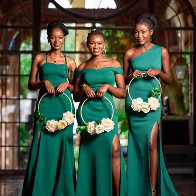 Long Bridesmaid Dresses Slit Mermaid African Girl Wedding Party ...