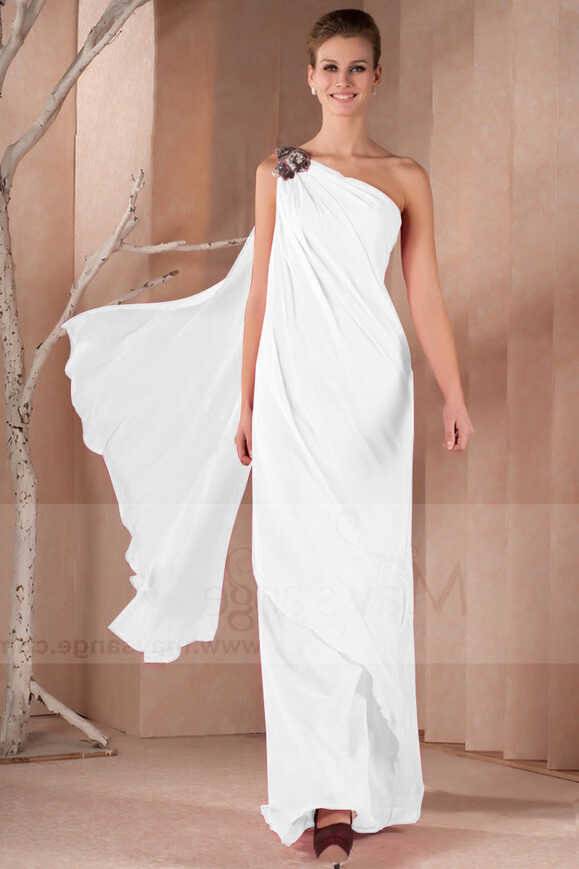 Long Chiffon White Indian Style Asymmetric Wedding Dresses