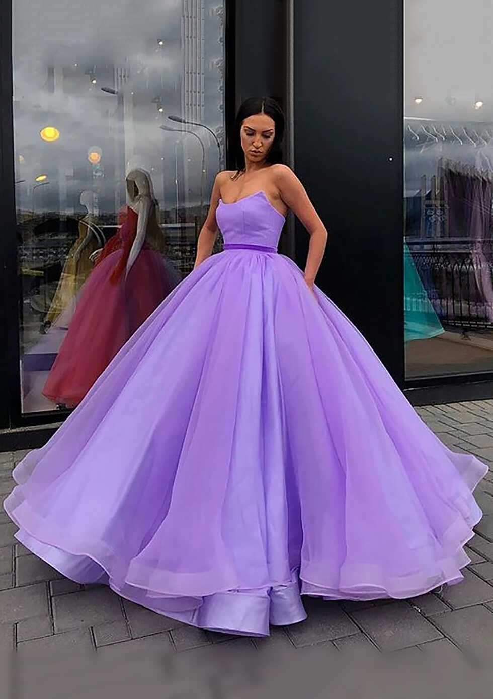 Long/Floor-Length Sweetheart Organza Ball Gown Prom Dress With ...