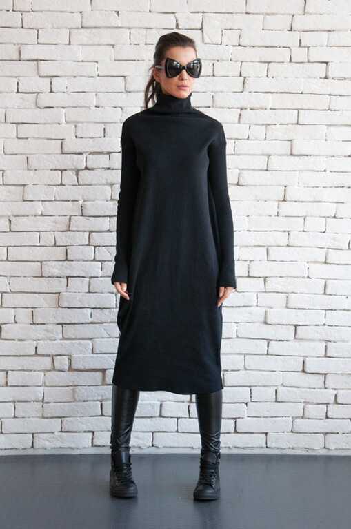 Long Loose Dress/black Maxi Dress/long Sleeve Oversize Tunic ...