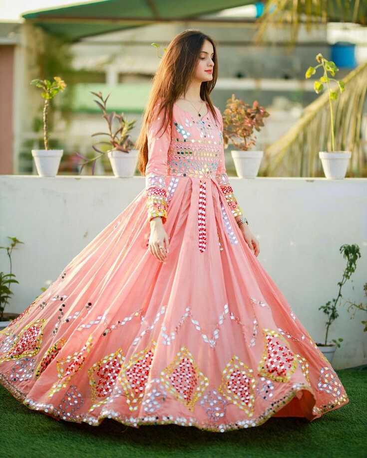 Long Mirror work frock designs 2021