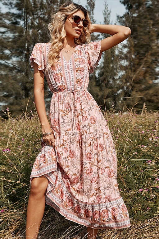 Long Pink Boho Dress | Bohemian, Country &amp; Vintage Style