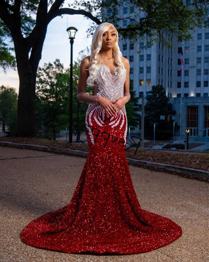 Long Red Prom Dresses 2023 Sparkly Sequined Lace Luxury, 59% OFF