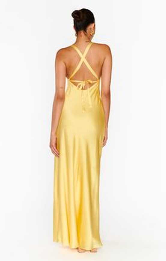 Long Satin Yellow Dress - Shop on Pinterest