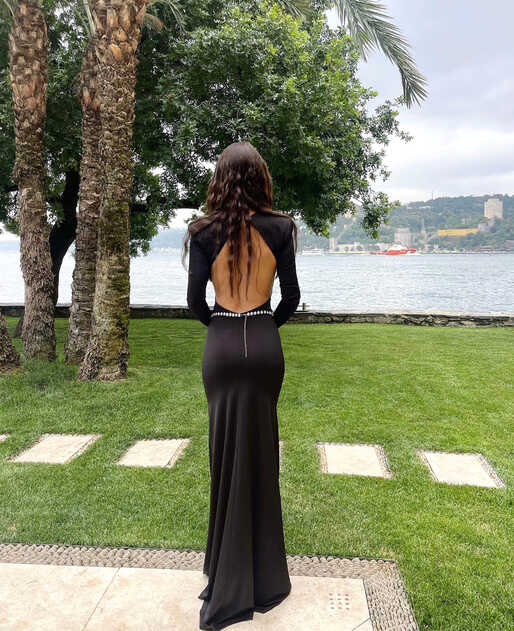 Long Sleeve Backless Crystal Belt Maxi Dress Black - Luxe Maxi ...