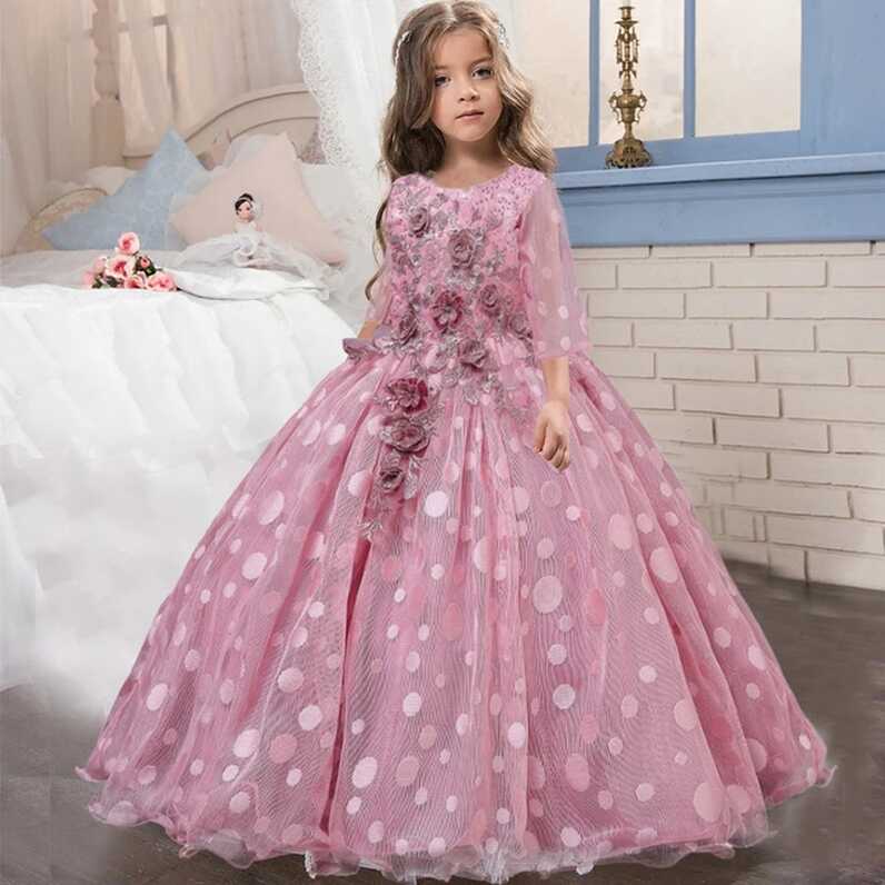 Long Sleeve Bridesmaids Dress Girl | Dresses Girls 12 14 Years ...