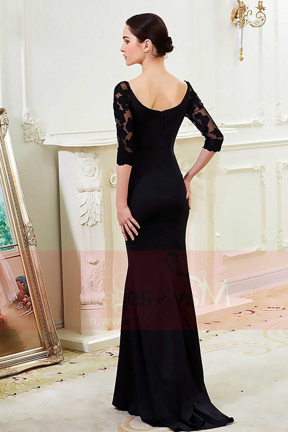 Long Sleeve Evening Gowns | Long Black Dress With Lace